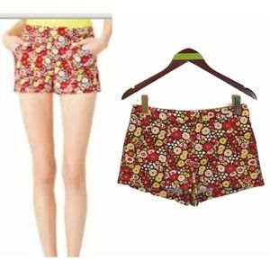 Kate Spade Saturday Floral Red Yellow Women's Shorts Size 2